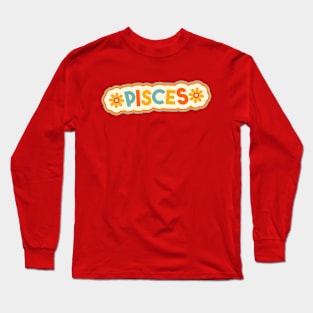 Retro Pisces Horoscope Sign // Vintage Pisces Zodiac Sign Long Sleeve T-Shirt